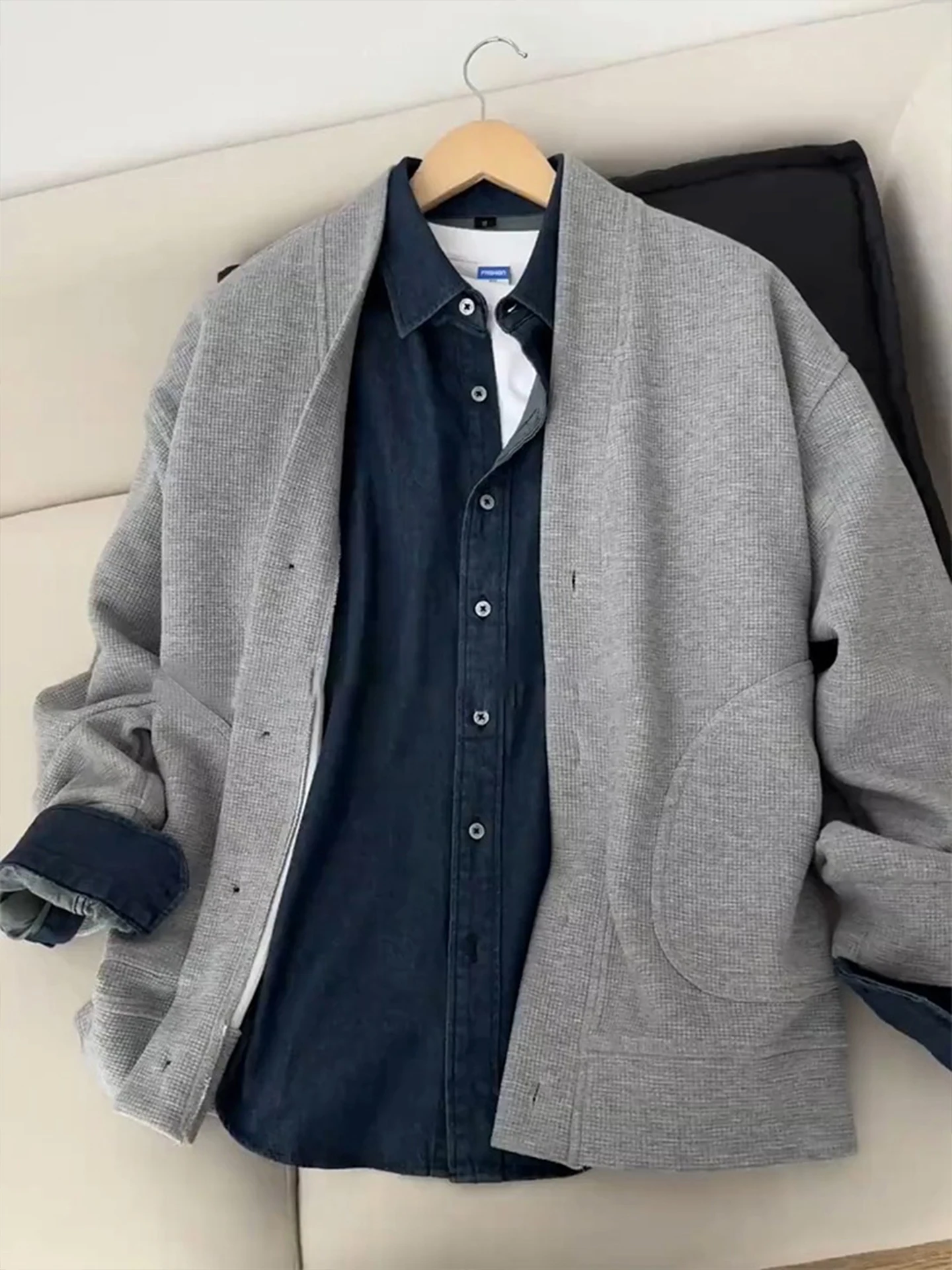 

Loose Fit V-Ne Knitted Cardigan Men's Spring Autumn Casual Sle Windproof Outerwear Comfortable Lazy Faion Sensation