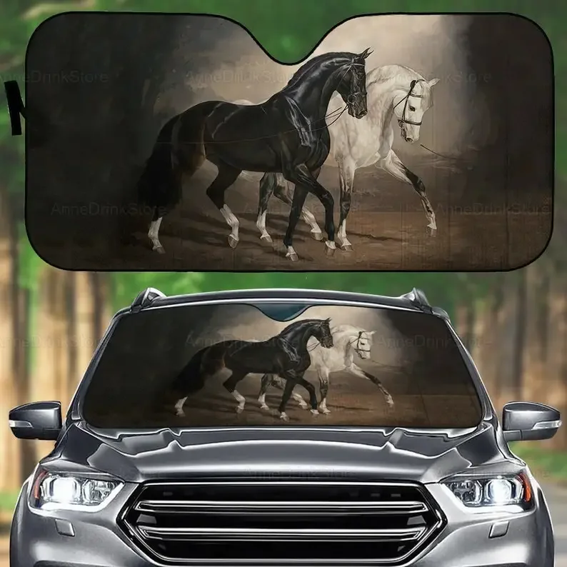 Horse Car Sunshade Horse Couple,  Couple Gifts, Horse Car Diver, Gift For Him, Father's Gift