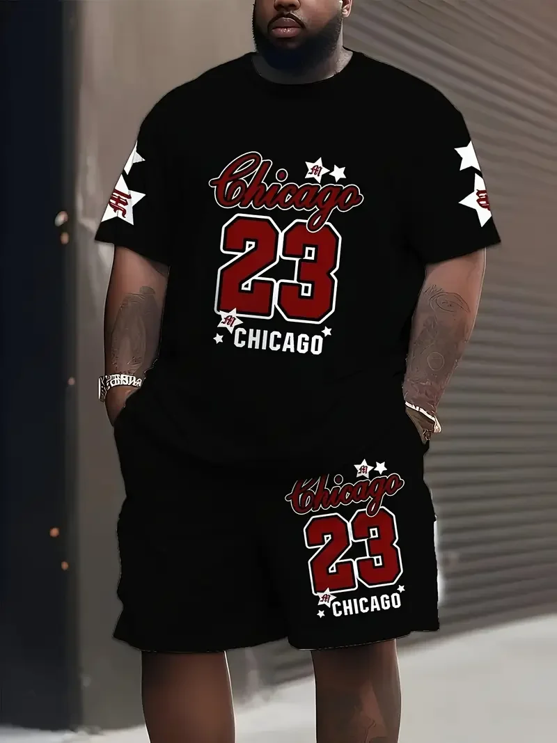 

2025-26 Summer New Hot-selling Trend Suit 3D Printing Design American Street Comfortable Breathable Men's T-shirt Shorts Set