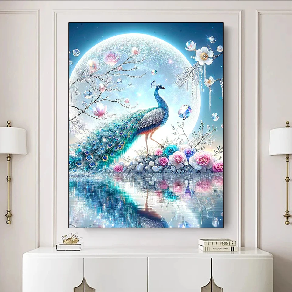 Full Diamond Painting New Style 2024 Dream Peacock Flower Landscape Mosaic Diamonds Embroidery Cross Stitch Birds Home Decor DIY