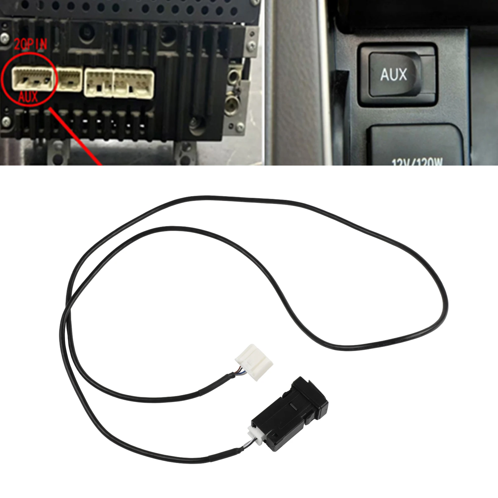 20Pin Audio Cable Car AUX Adaptor Car for Audio Upgrade OEM 86190-53010 150CM Length Cable Center Console Installation 150CM