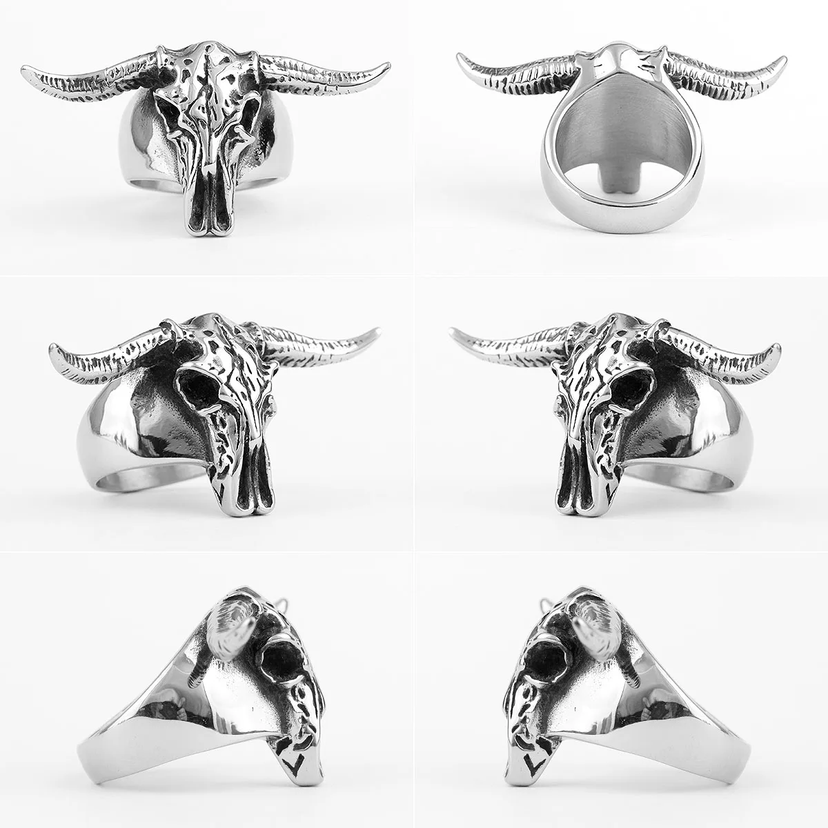 الشيطان رام الحمل الأغنام الجمجمة الفولاذ المقاوم للصدأ خواتم رجالي فاسق خمر للذكور صديقها السائق مجوهرات الإبداع هدية بالجملة
