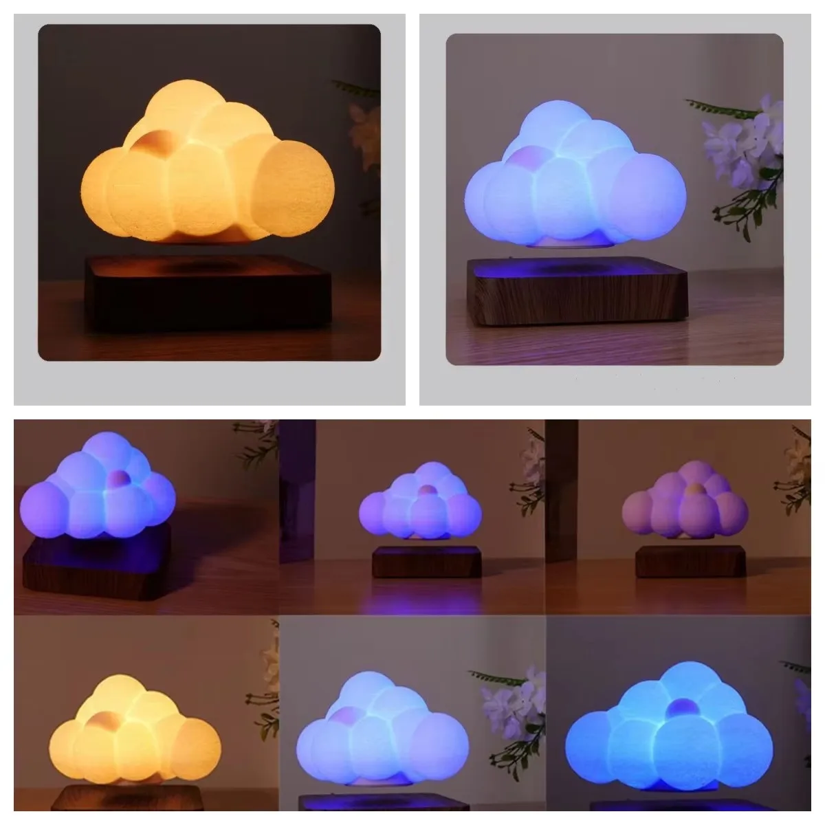 Magnetic Floating LED RGB Ambient Night Lights Desktop Ornament Bedroom Ambient Light Magnetic Levitation Cloud Lamp