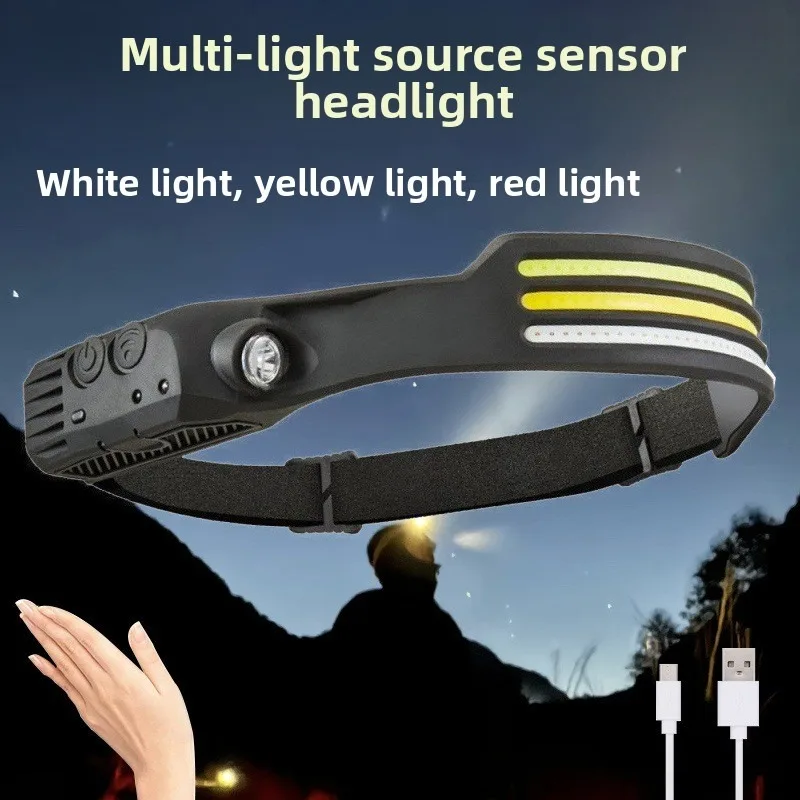 

Налобный фонарь с датчиком высокого люмена для сбора прилива: перезаряжаемый через USB, долговечный — идеально подходит для пеших прогулок, ночного бега, езды на велосипеде, рыбалки