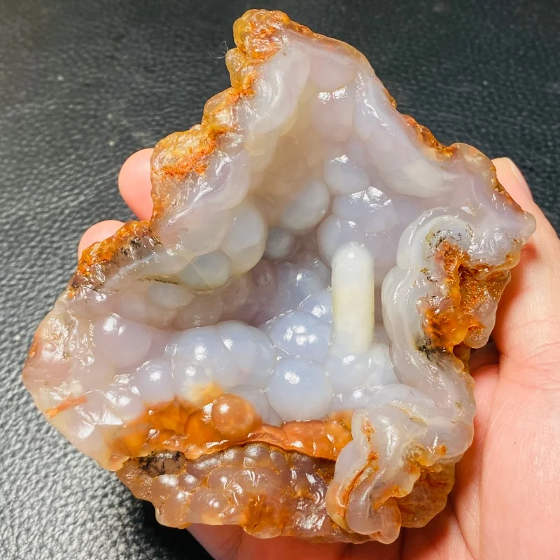 

Natural Alxa white tubular grape agate mineral specimen collection for home decoration