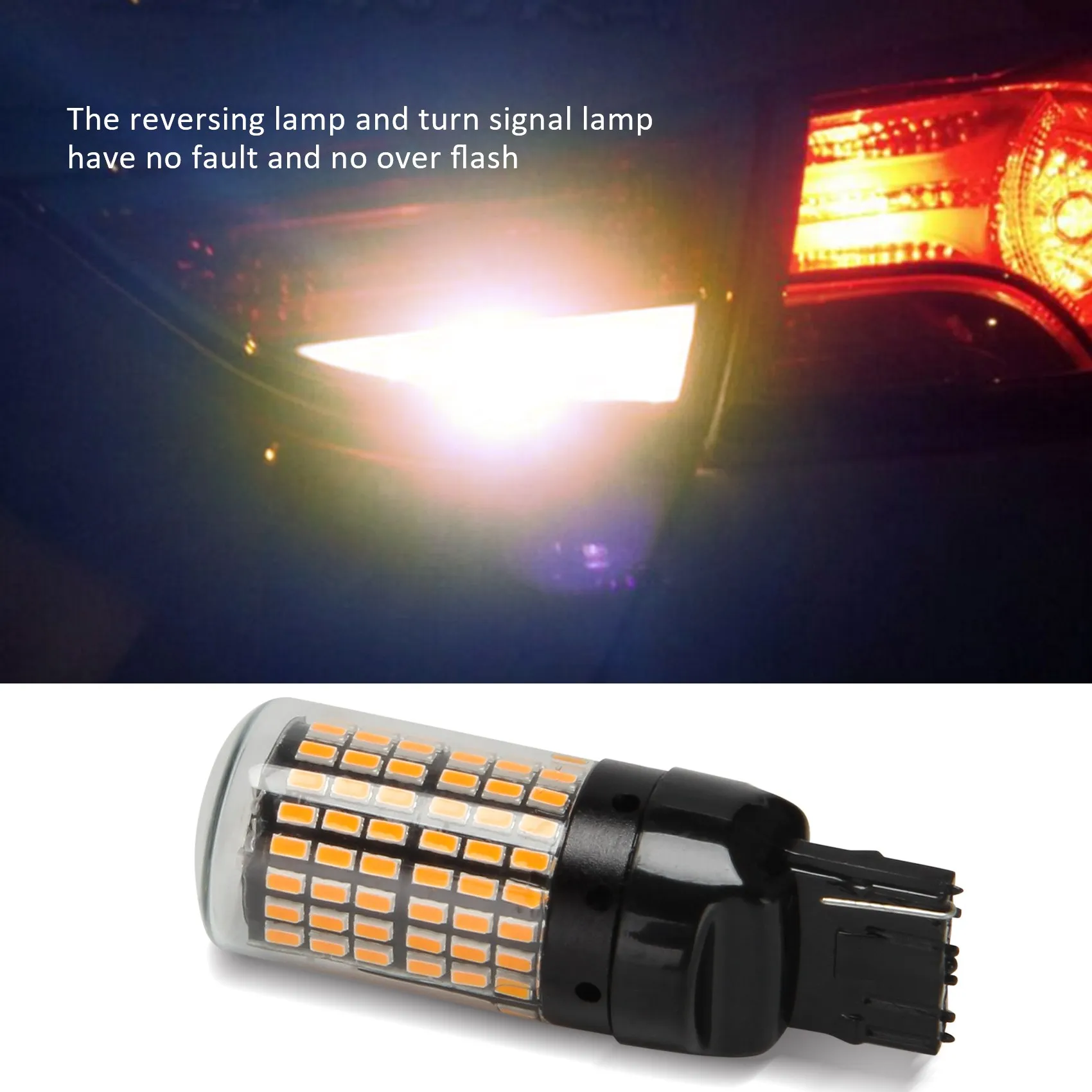 2Pcs Super Bright Canbus T20 7440 W21W Wy21W 144-Smd Reverse Light Turn Signal Light Error Free No Hyper Flash T20 7440 Led