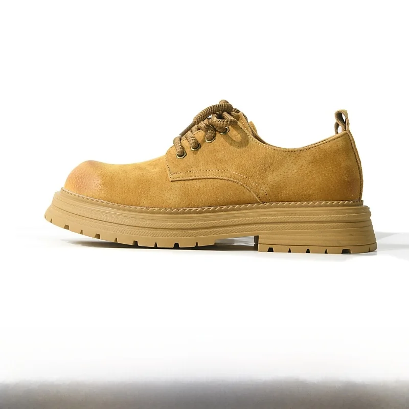 Retro American  Boots Men's Spring Breathable Thick Bottom British Style Casual High-End Anti-slip Work Shoes Trendy