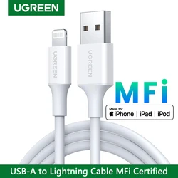 UGREEN USB-Lightning 케이블 MFI 2.4A Apple iPad iPhone 14 13 12 11 xs xr 7 충전기 Braided Carplay 8 핀용 충전 데이터