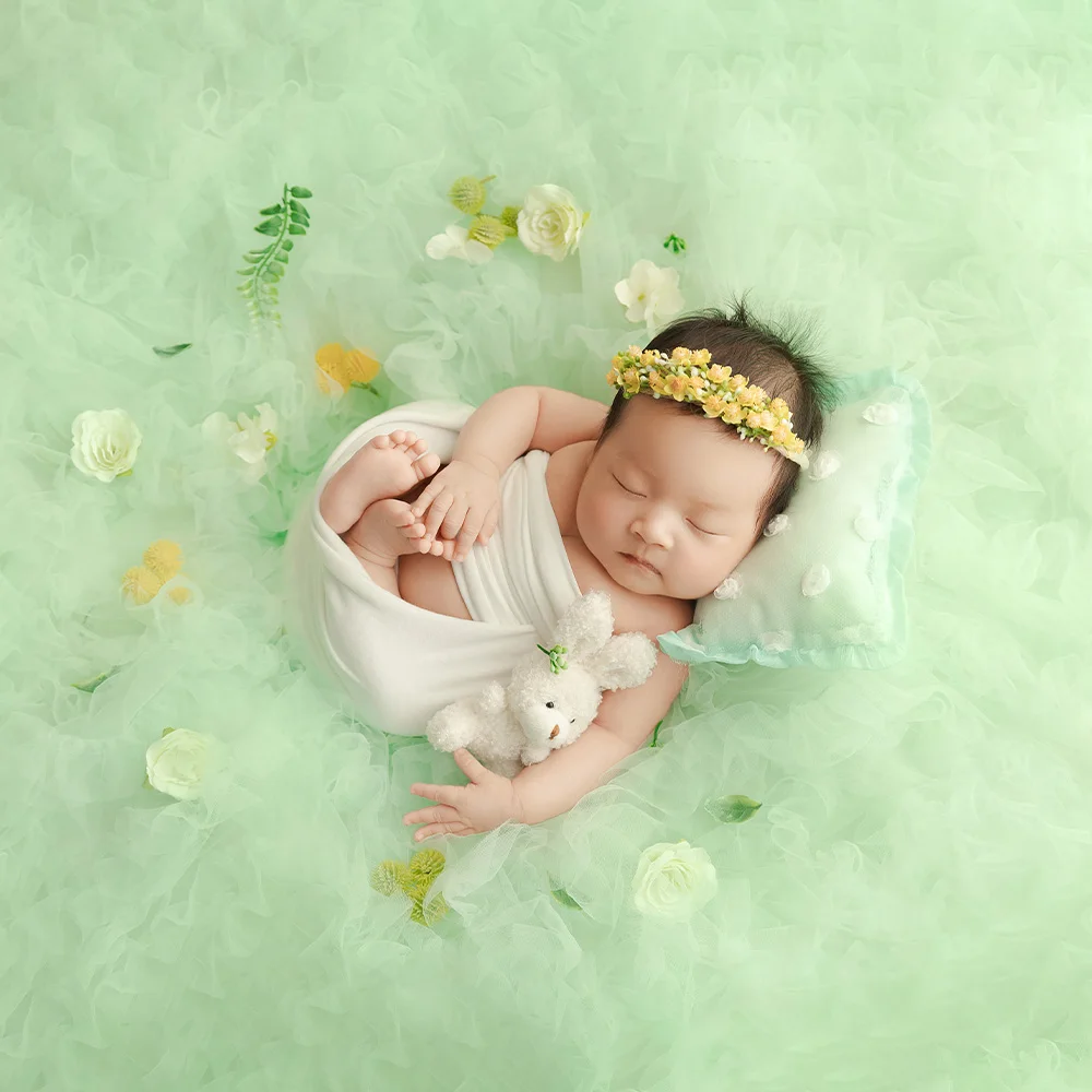 Accesorios de fotografía para bebé recién nacido, envolturas elásticas de algodón suave, tocado de flores, Fondo de tul, utilería para sesión de fotos de estudio