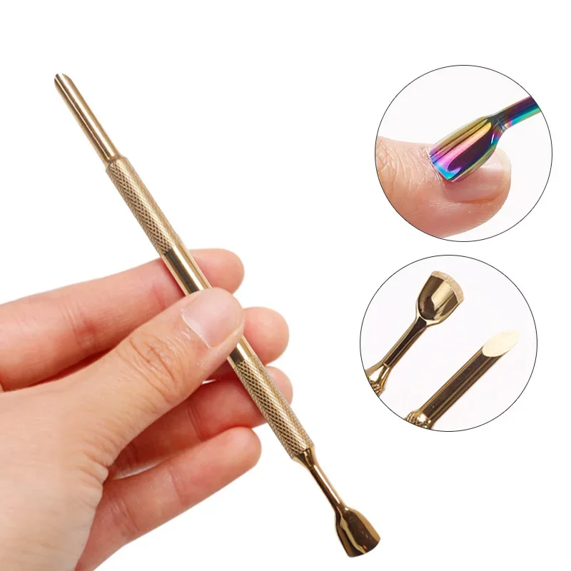 1pcs Double-ended Stainless Steel Cuticle Pusher Dead Skin Push Remover for Pedicure Manicure Nail Art Cleaner Care Tool 네일 재료