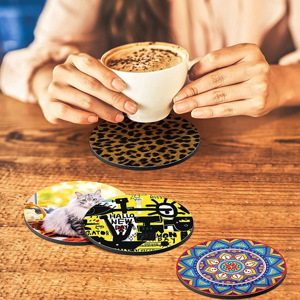 

50Pcs Round Sublimation Blank Coasters DIY Craft Heat Transfer Cup Coasters for Car Office Home Drink Holder Accessories