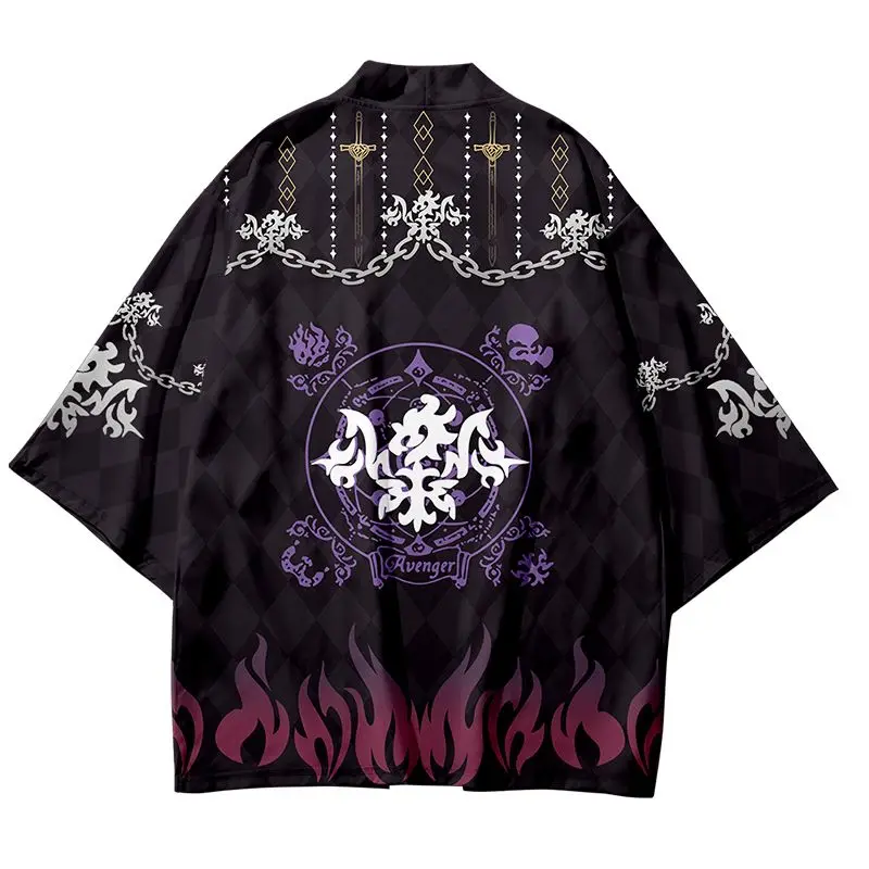 مصير الطرفية كيمونو Fgo ريشة المنسوجة صابر الملابس السوداء جوان دارك سترة انمي ياباني الرسوم المتحركة البشكير الأعلى