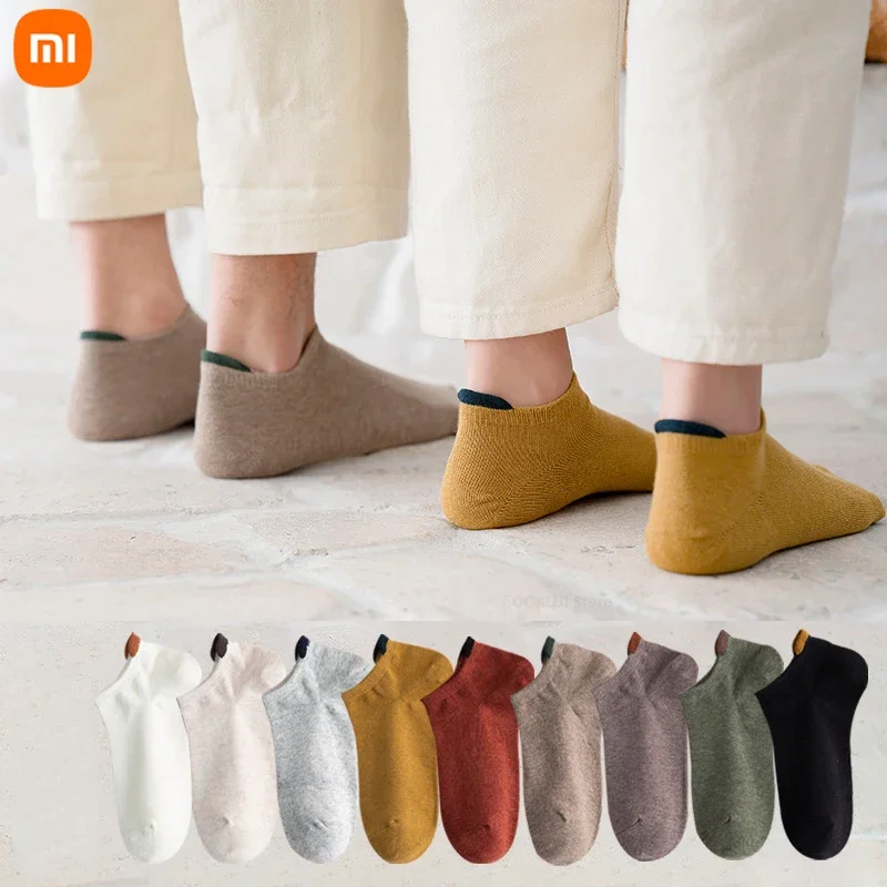 Xiaomi Men\'s Spring/Summer Socks Thin Boat Solid Color Breathable Cotton Sports Socks Women\'s Short Socks 3 Pairs