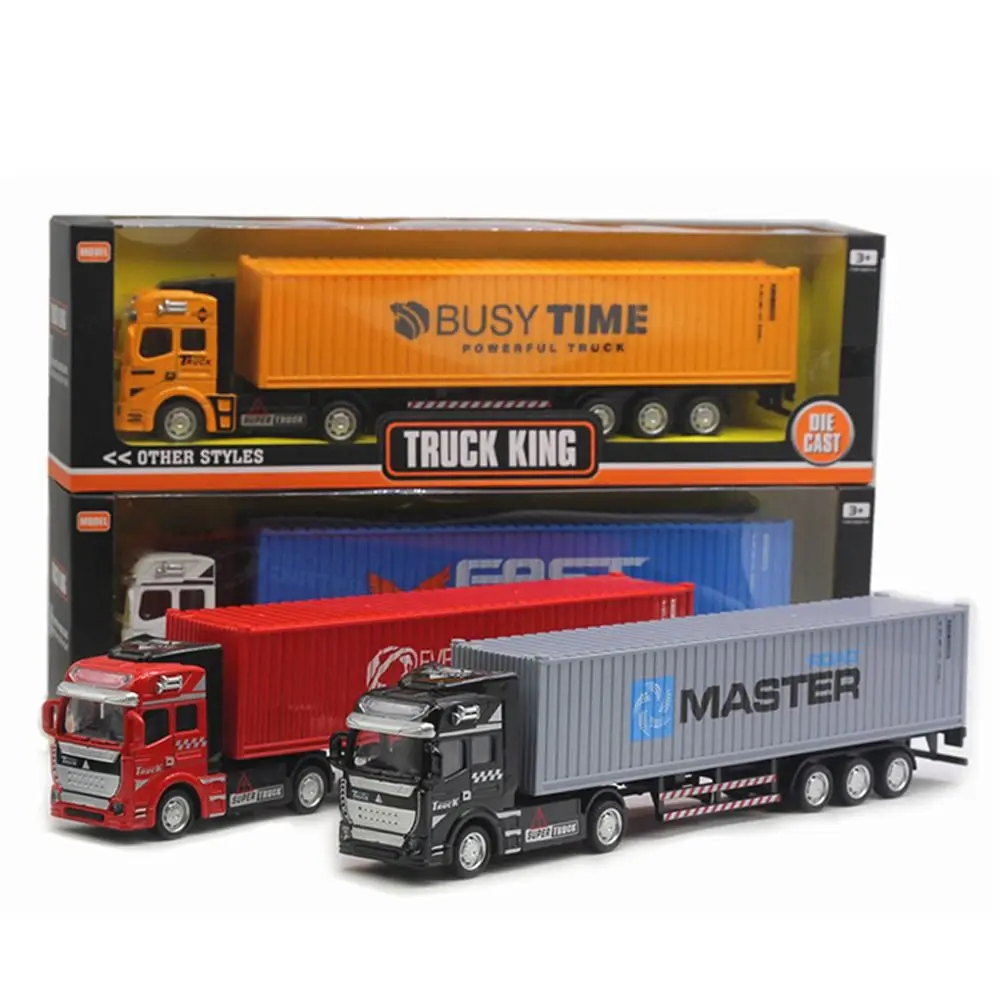 합금 다이캐스트 트럭 운송 와인드업 자동차 모델 탈착식 컨테이너 트럭 미니어처 운송차 모델 어린이용