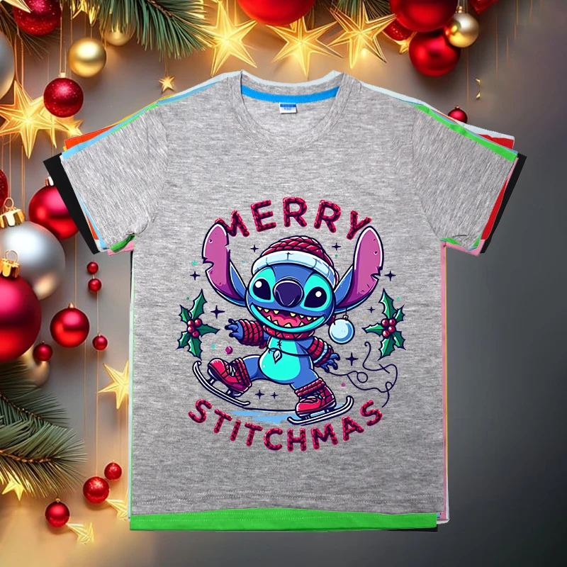 Camiseta fofa de Natal para crianças, algodão puro, manga curta, tops casuais para meninos e meninas, presente de feriado