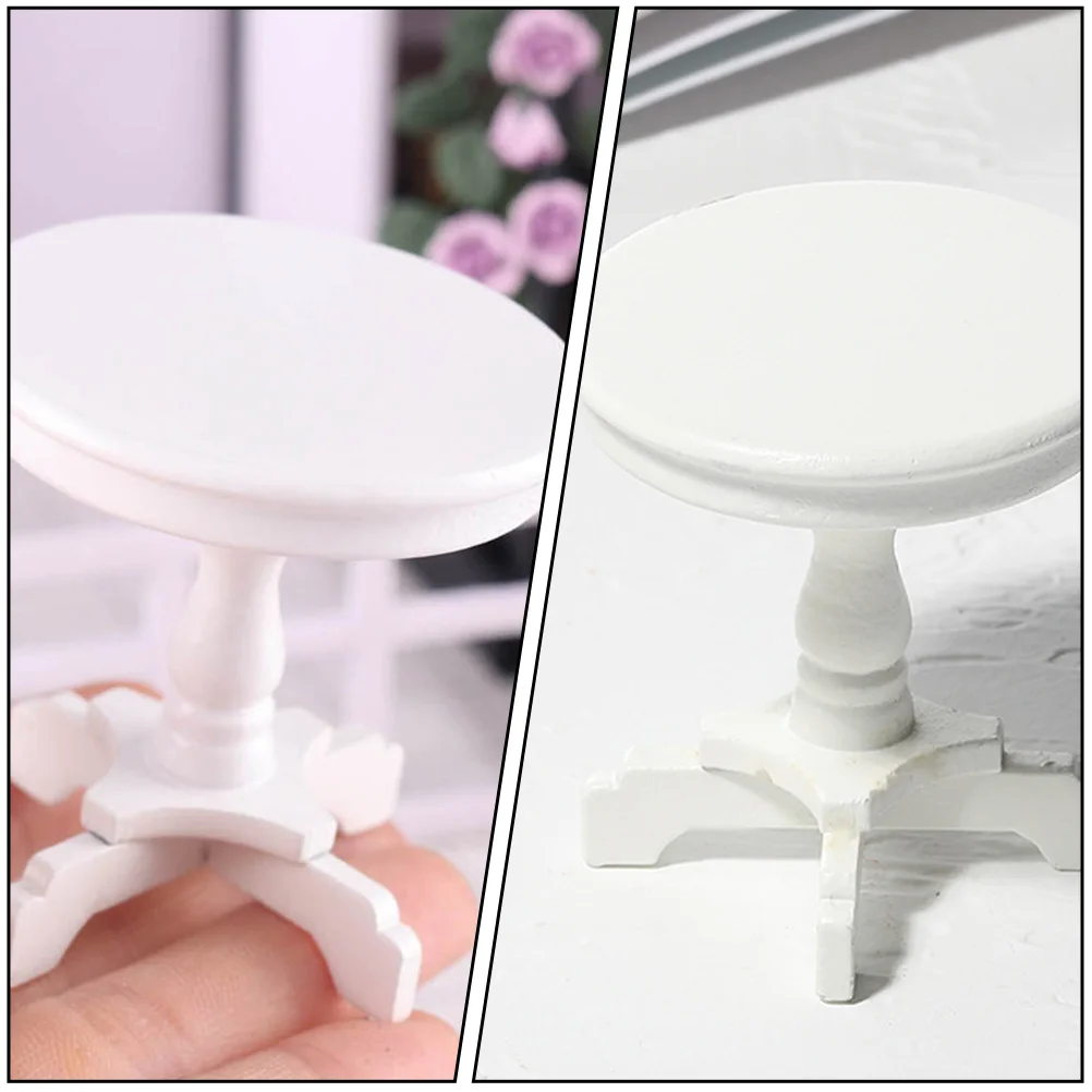 1 قطعة القهوة طاولة مستديرة صغيرة طاولة خشبية ديكور للمنزل Diy بها بنفسك أثاث مسرح الاطفال الحرفية غرفة المعيشة المشهد الصغير #4