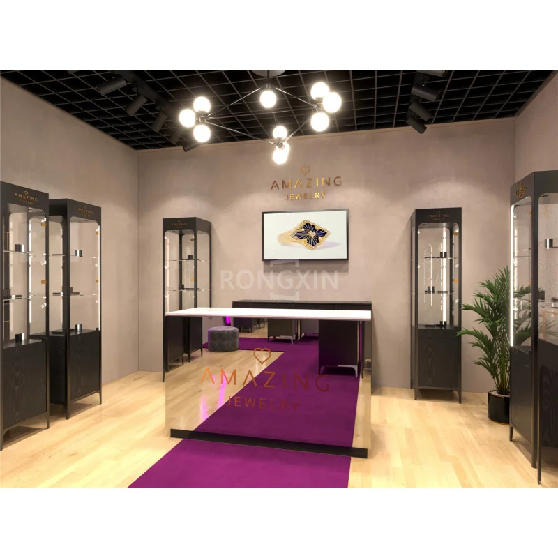 custom.Mall Watch Showcase Standing Glass Display Cabinet Fashion Jewelry Shopping Mall Showcase Kiosk