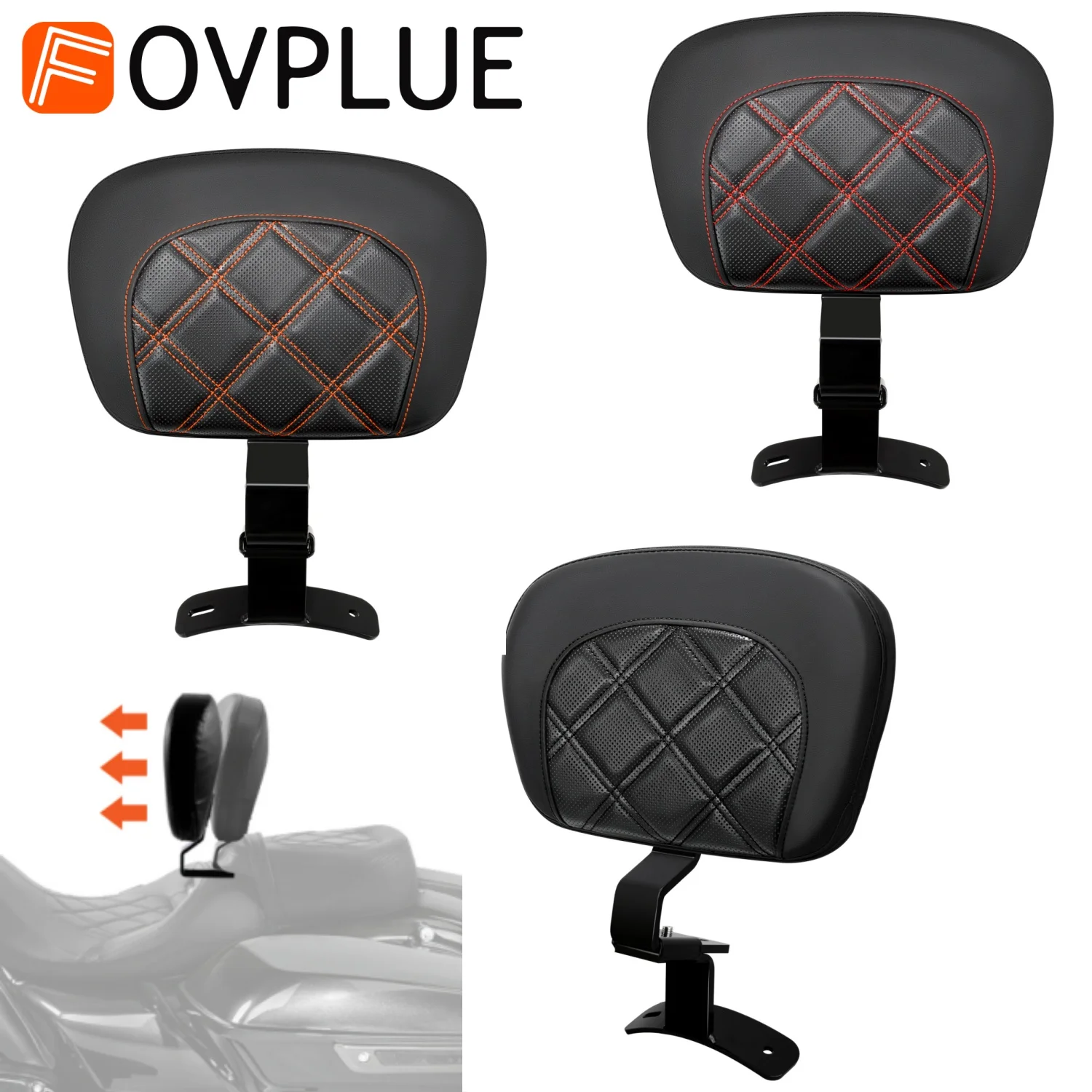 

Driver Backrest Pad Motorcycle Adjustable Back Cushion For Harley Touring CVO Road King Road Glide Electra Street Glide 2009-up
