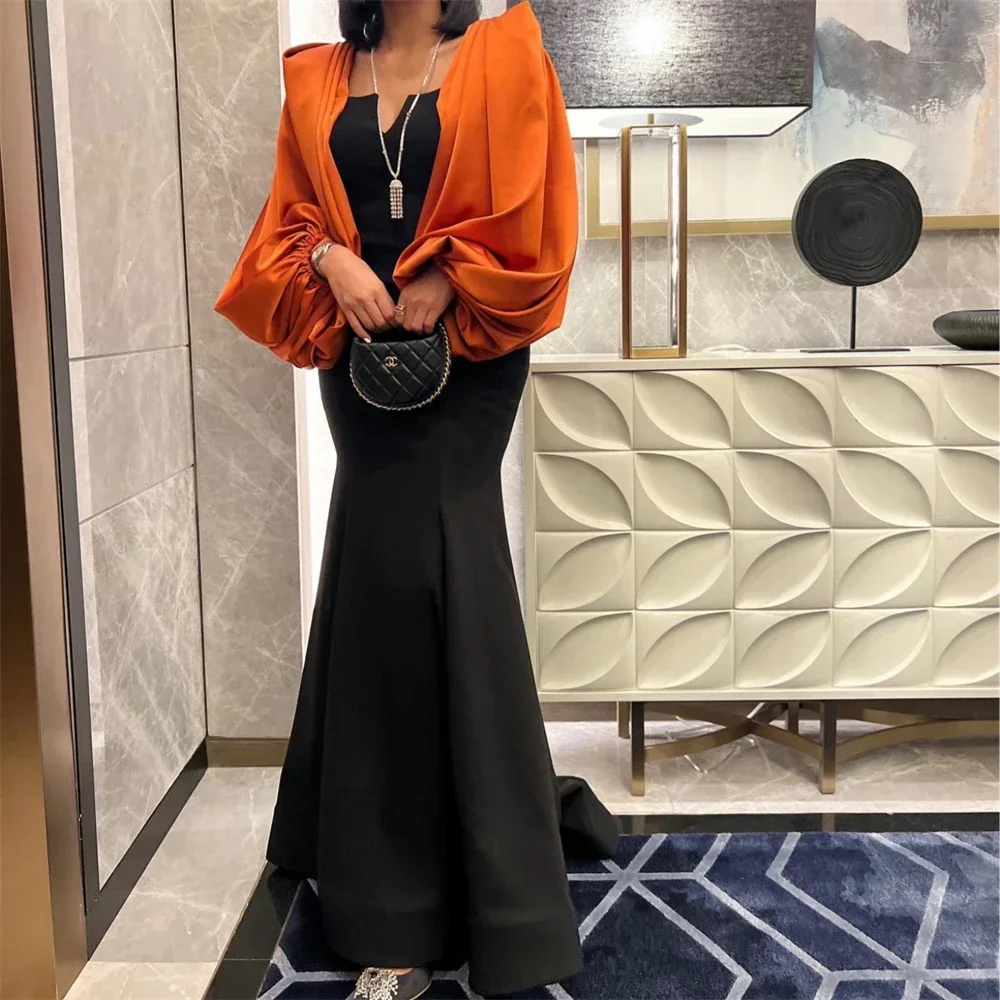 Vestido de noche personalizado para ocasiones formales de satén Kaaba Eid kolات, manga abombada Ruch