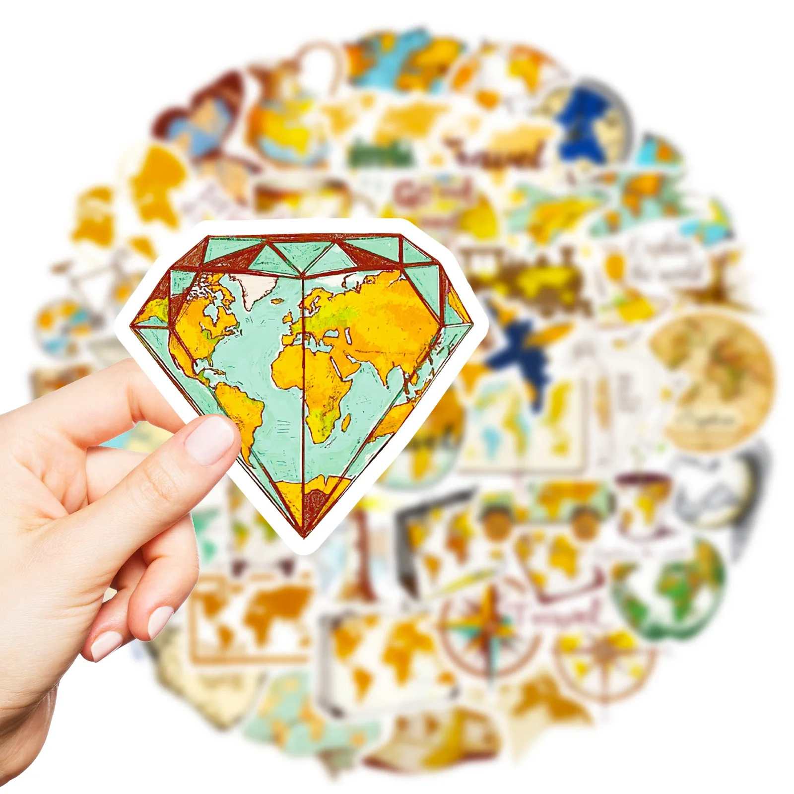 50PCS Outdoor Travel in Europe and America Graffiti Stickers Scenic Spot Check-in Cartoon Decal Notebook Phone Helmet Kid Toys