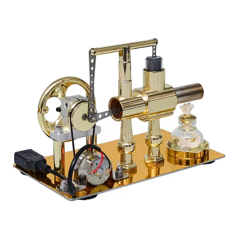 Novelty Hot Air Single Cylinder Stirling Engine Generator Physics Popular Science Model Production Invention Collection Toy