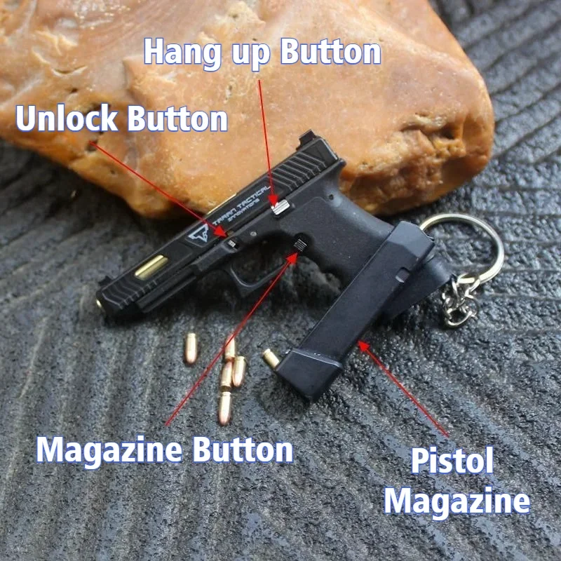 Alloy Empire 1:3 GLK G34 Pistol TTI Fast Pursuit 2 Throw Shell Gun Keychain Model Pendant PUBG Decoration Figurines & Miniatures