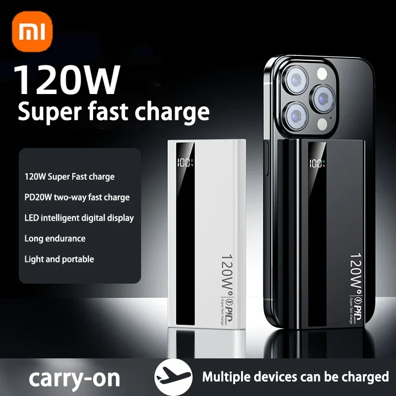 XIAOMI 50000mAh قوة البنك 120 واط شحن سريع قدرة عالية شاحن بطارية محمول موبايل باور بانك آيفون سامسونج هواوي