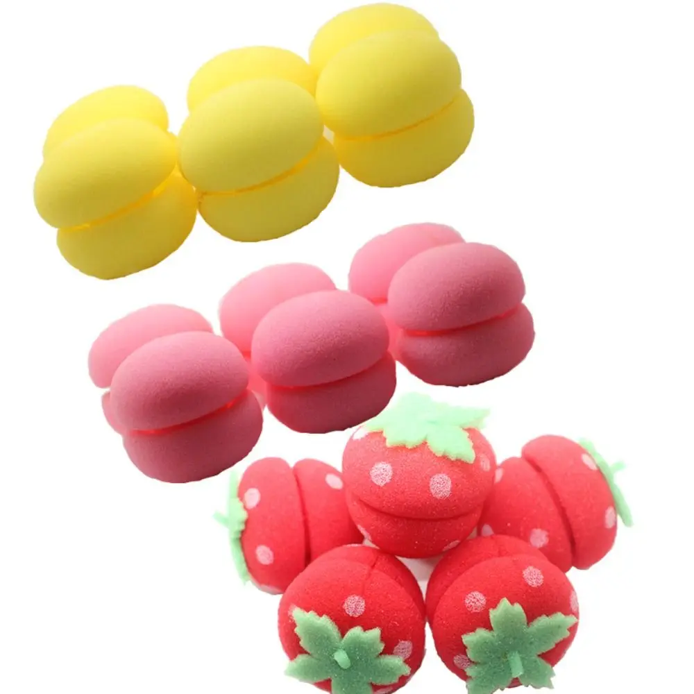 6PCS Head Hair Curler Sponge Rollers Curlers Bouncy Curling Hair DIY Strawberry Curler Hair Styling Tools Long Hairs