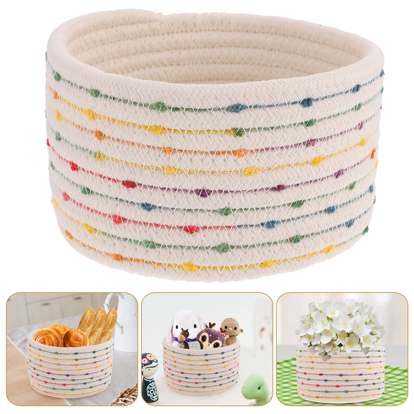 

Nordic Style Cotton Rope Basket Exquisite Handwoven Storage Basket for Desktop Household Decoration and Utility Use