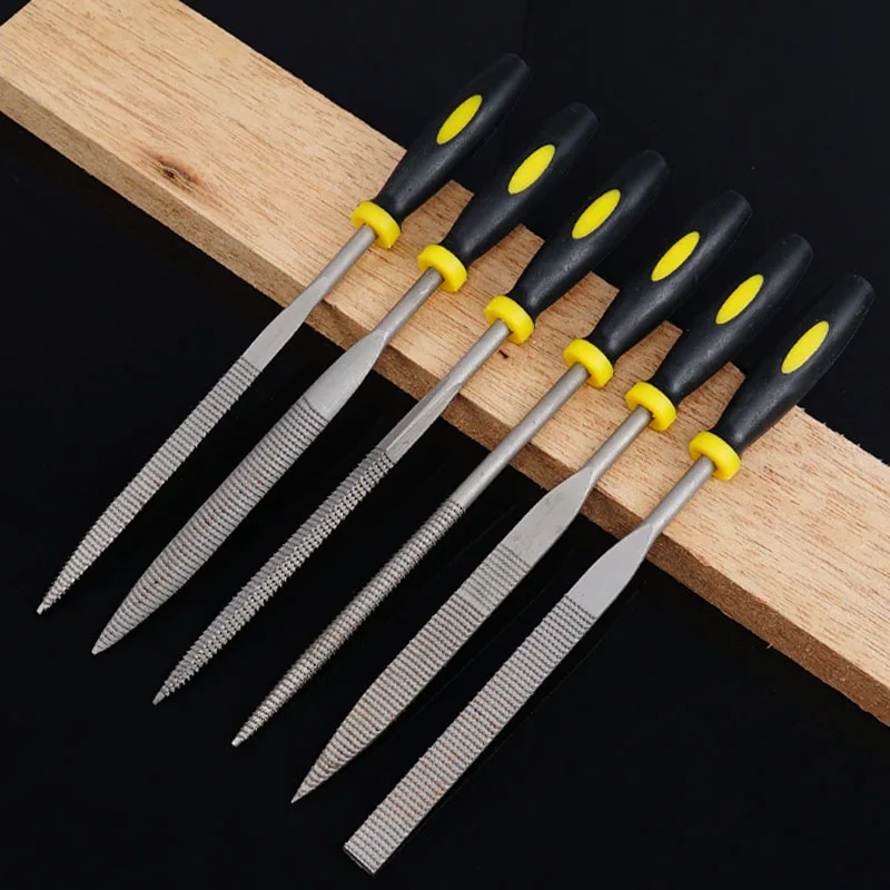 6x 140mm Mini Metal Rasp Needle Files Set Wood Carving Tools for Steel Rasp Needle Filing Woodworking Hand File Tool