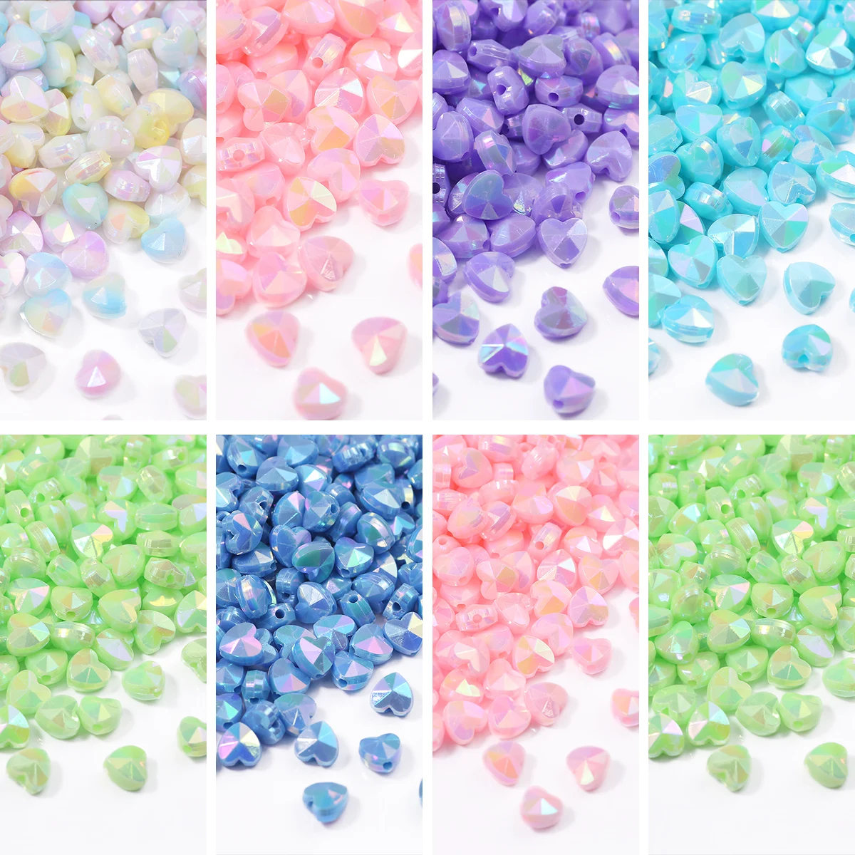 50/100 Stück 8 mm Acryl Mehrfarbige einfarbige Herz-Abstandsperlen für die Schmuckherstellung DIY Armbänder Halsketten Zubehör
