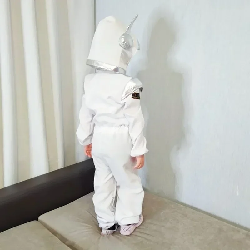 White Astronaut Cosplay Costumes Children Jumpsuits Hooded Suit Space Suit Boy Girl Birthday Party Dress