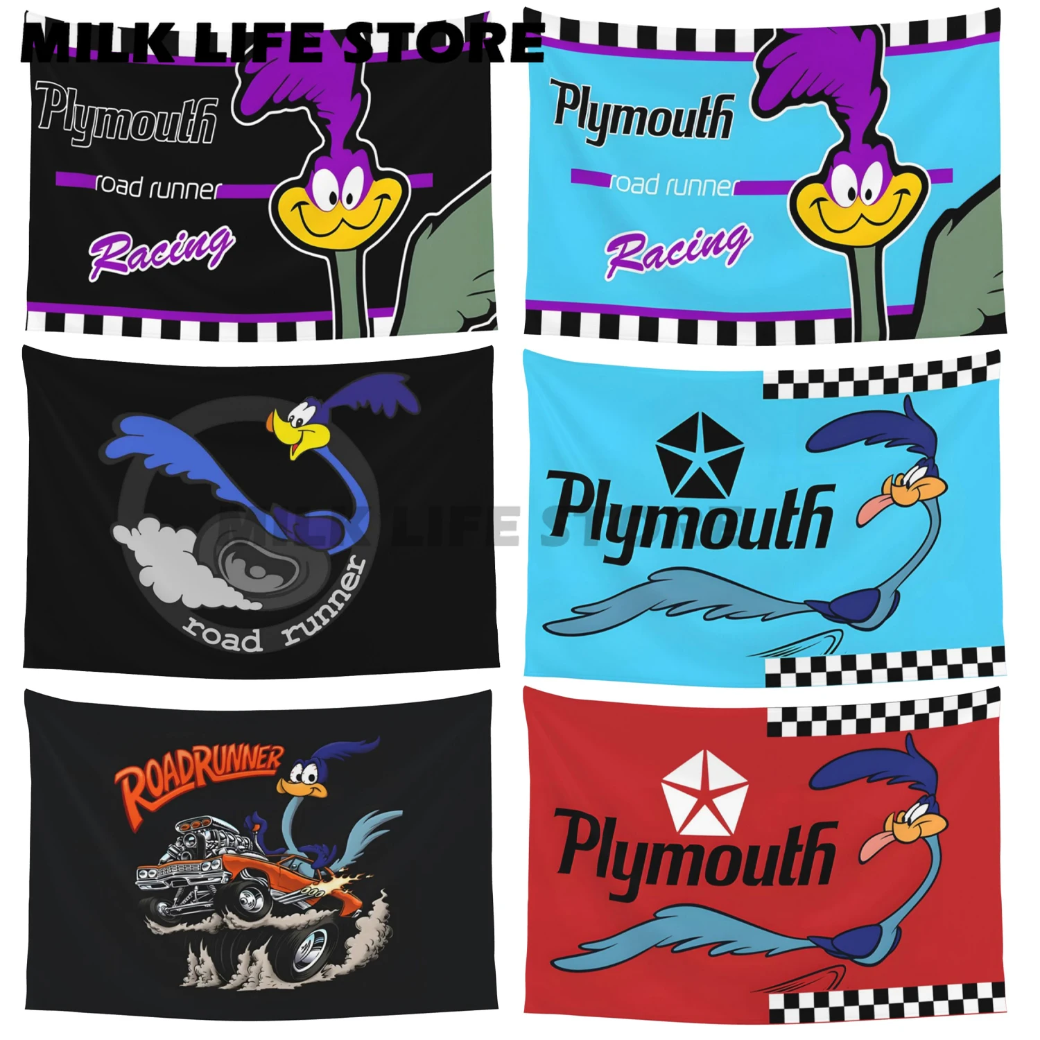 Double-sided Printing Plymouth Road Runner Rat Fink Art Flag Banner National Outdoor Polyester Flying Flags