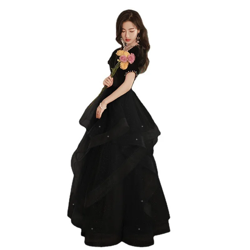 GIYSILE Avondjurk Vrouwelijke 2023 Nieuwe Lente en Zomer Zwarte Parel Vierkante Kraag Formele Jurk Vrouwen Elegante Avondjurken