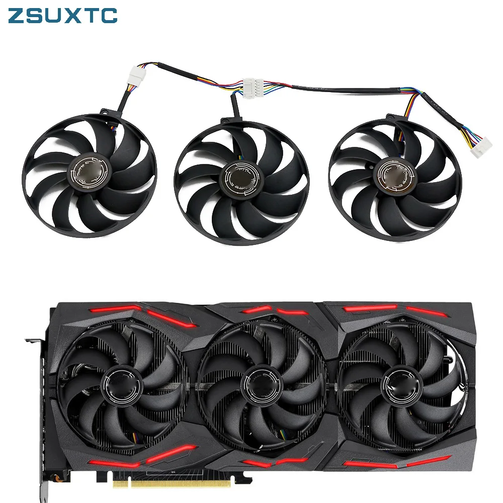 T 129215 Wentylatory chłodzące kartę graficzną SU 7Pin dla ASUS ROG STRIX-GeForce RTX 2070 2080 SUPER Ti GAMING RTX2080 RTX2080Ti Fan