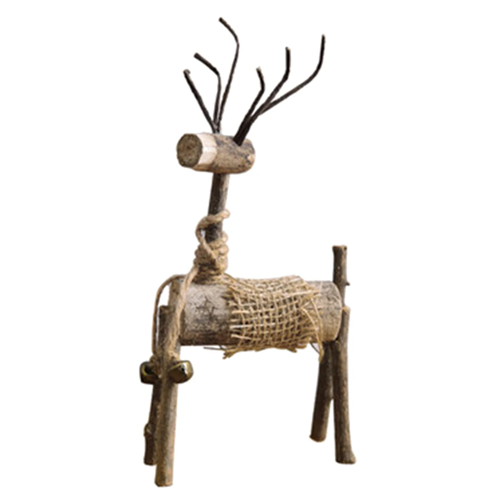 Wooden Deer Desktop nament Wooden Deer Craft Home Office Decor Miniature Models Art Collection Christmas Lovers Gift - Image 3