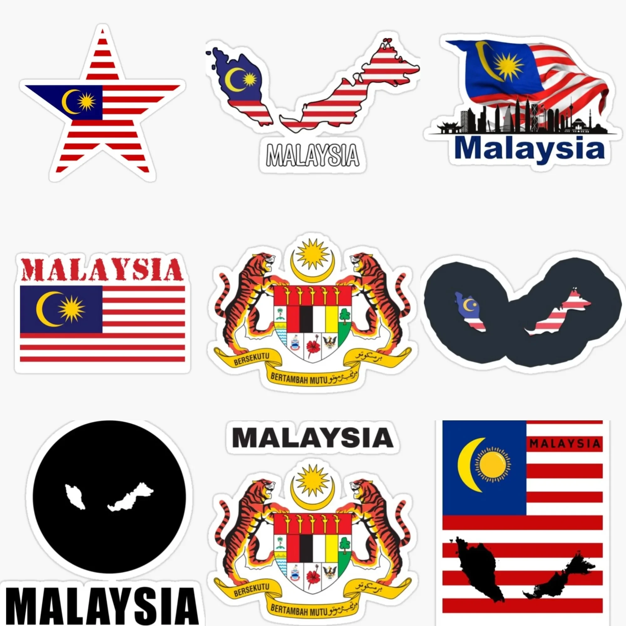 

Malaysia Flag Map National Emblem Creative PVC Sticker for Decorate Car Bicycle Truck Helmet Window Wall Table Decal Accessorie