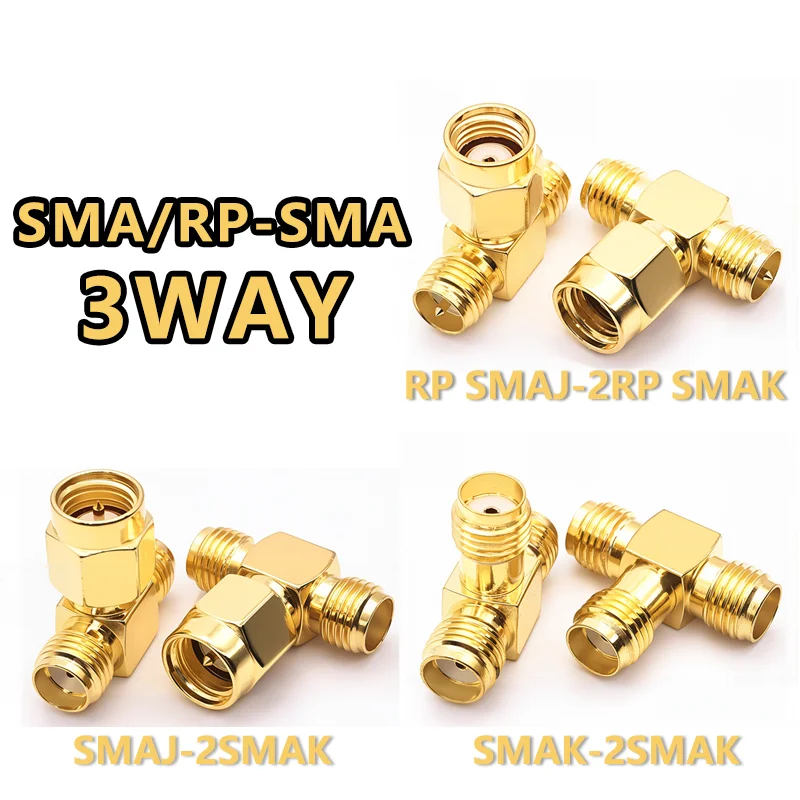 5pcs SMA 3 Way Adapter SMA Male To Dual 2 SMA Female Splitter 