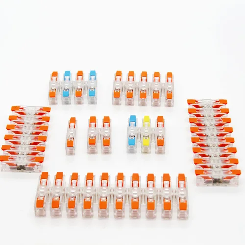 Imagen 1 del producto Bloques de terminales de conector Terminales de cable rápidos Terminales LED de acoplamiento de cable de salida múltiple tipo empuje de engarzado