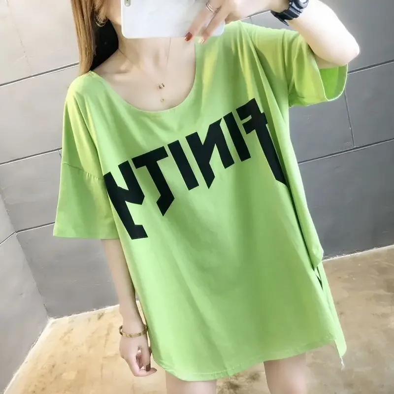 Top Female Baggy Long Women's T-shirt Yellow Sexy Summer Outfit Coquette Clothes Youthful Woman Korean Style Elegant Yk2 Tee Y2k