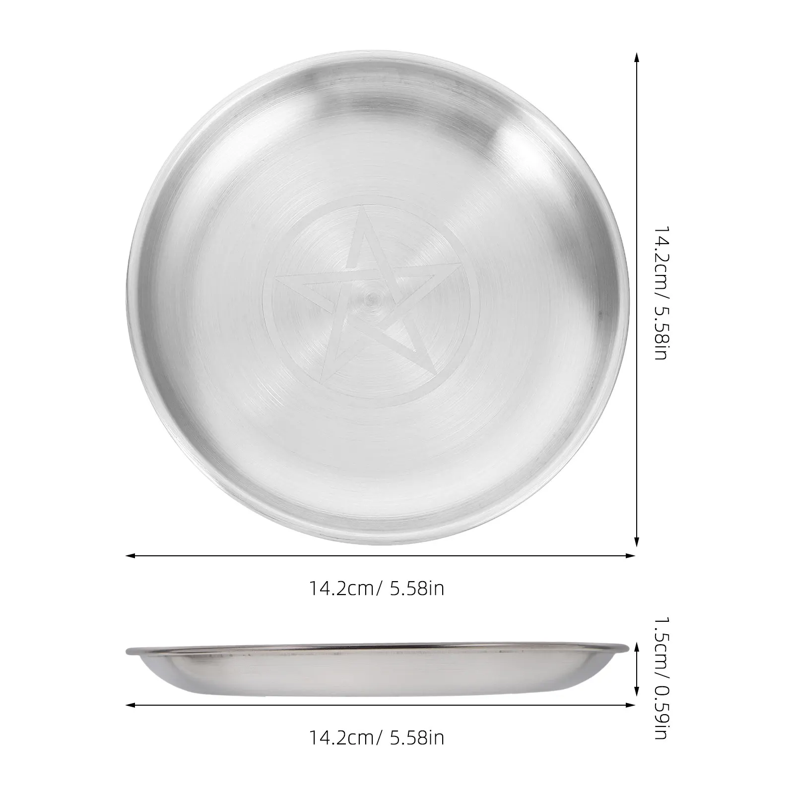 2Pcs Pentagram Moon Altar Plate Silver Plated Iron Tray for Jewelry Crystals Ritual Items Prayer Bowl Witchcraft Wiccan Tarot view 6
