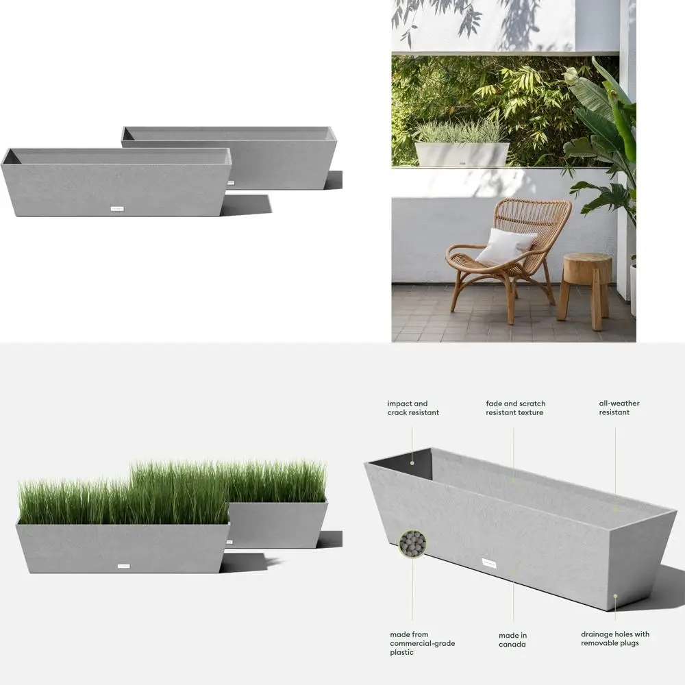 

Long Rectangular All-Weather Window Box Planter for Indoor and Outdoor Use - Durable, Suitable for Balcony and Windowsill Garden