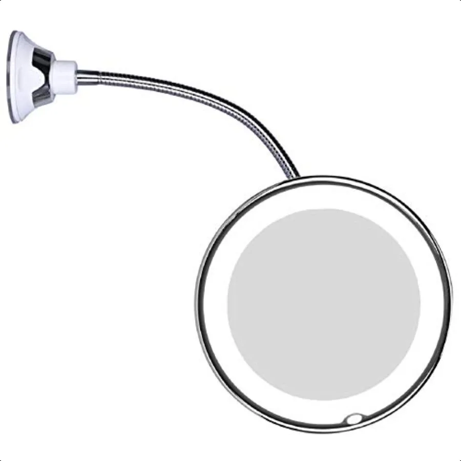 

JiBen Flexible Gooseneck LED Lighted 10X Magnifying Makeup Mirror with Power Locking Suction Cup and 360 Degree Swivel Portable