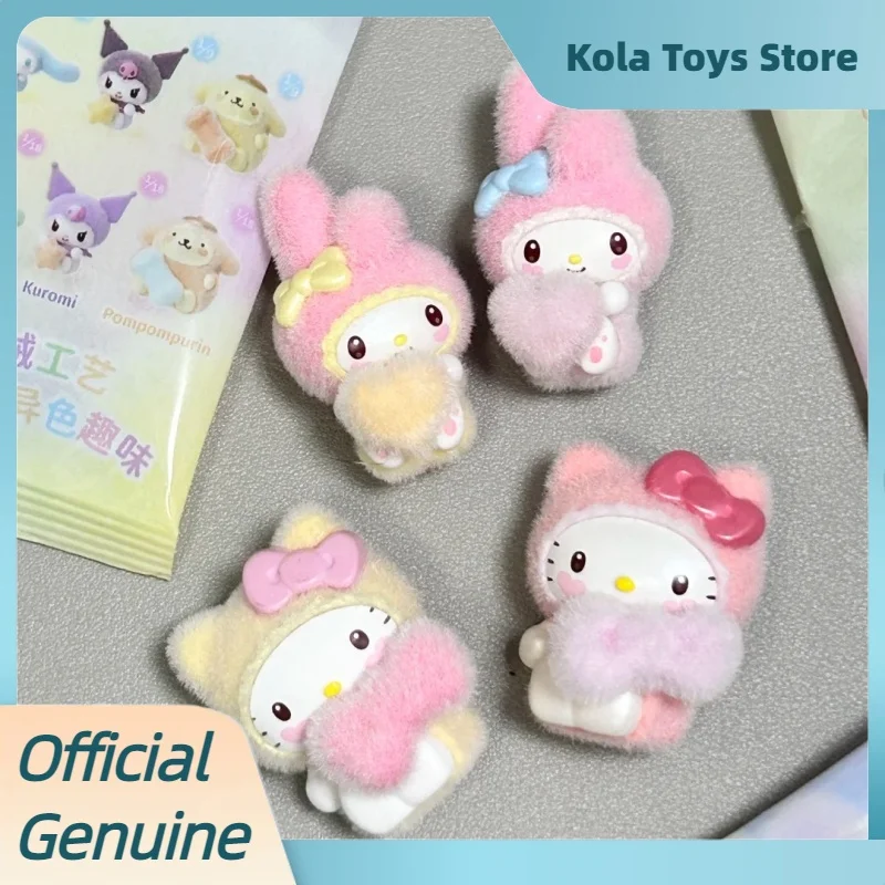 

Genuine Sanrio Characters Fluffy Blind Box Hello Kitty Kuromi My Melody Cinnamoroll Pochacco Cute Mini Mystery Box Figure Gifts