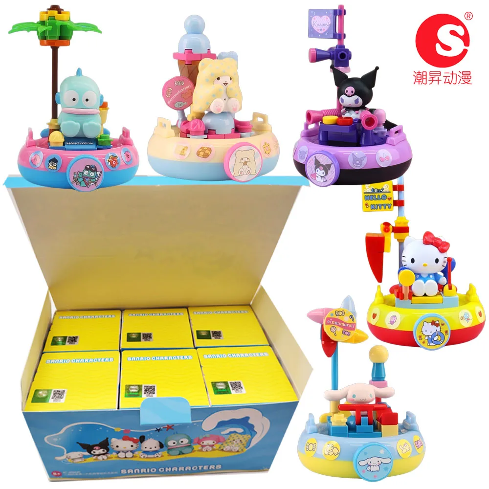 

New Original Sanrio Characters Sailing Adventure Series Blind Box Anime Kuromi Melody Ornaments Decor Assembled Toys Kids Gifts