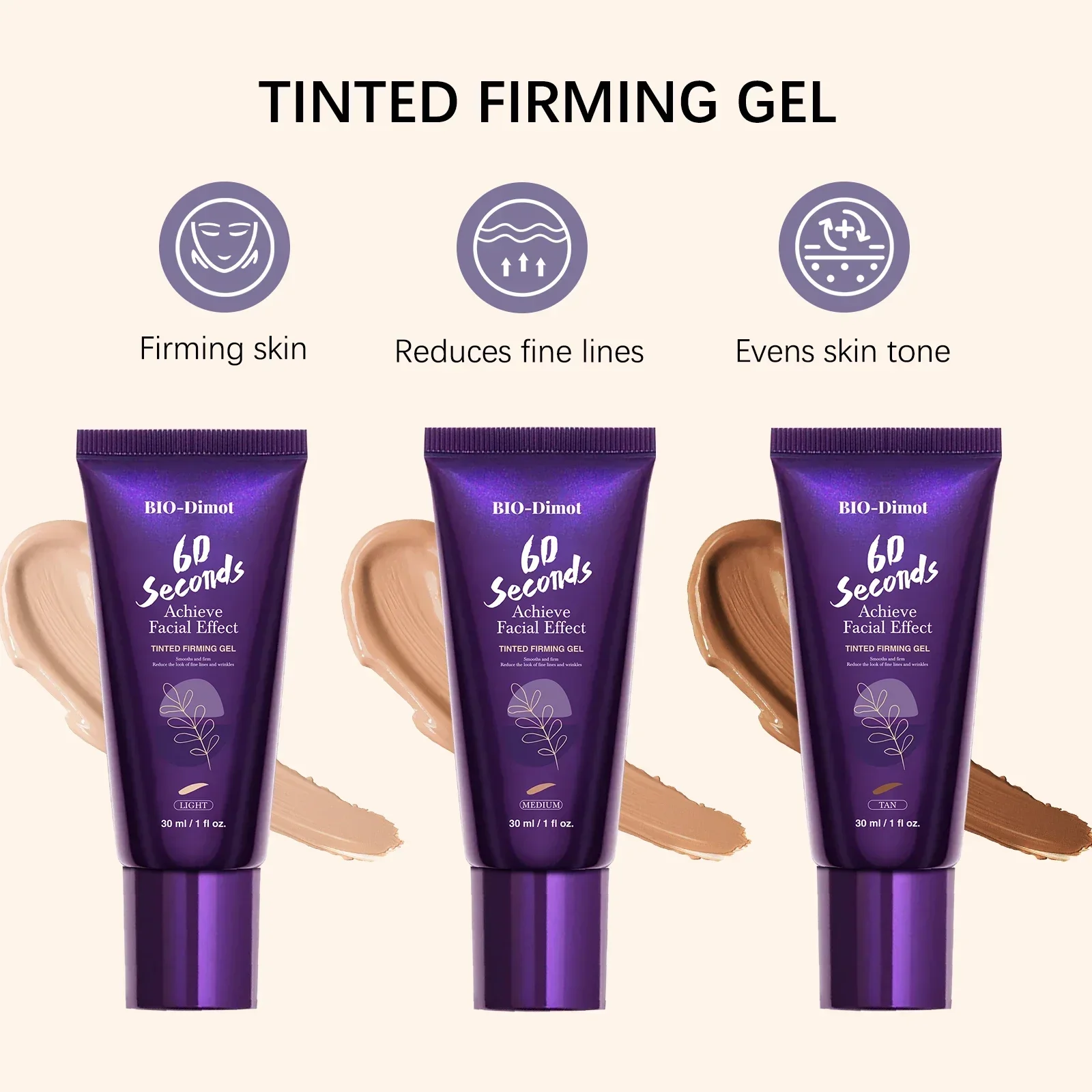 BIO-Dimot 6D Lifting Gel - Natychmiastowe liftingowanie skóry w 60 sekund, ujędrnianie i rozjaśnianie, redukuje zmarszczki, wyrównuje koloryt dla naturalnego wykończenia, 30 ml