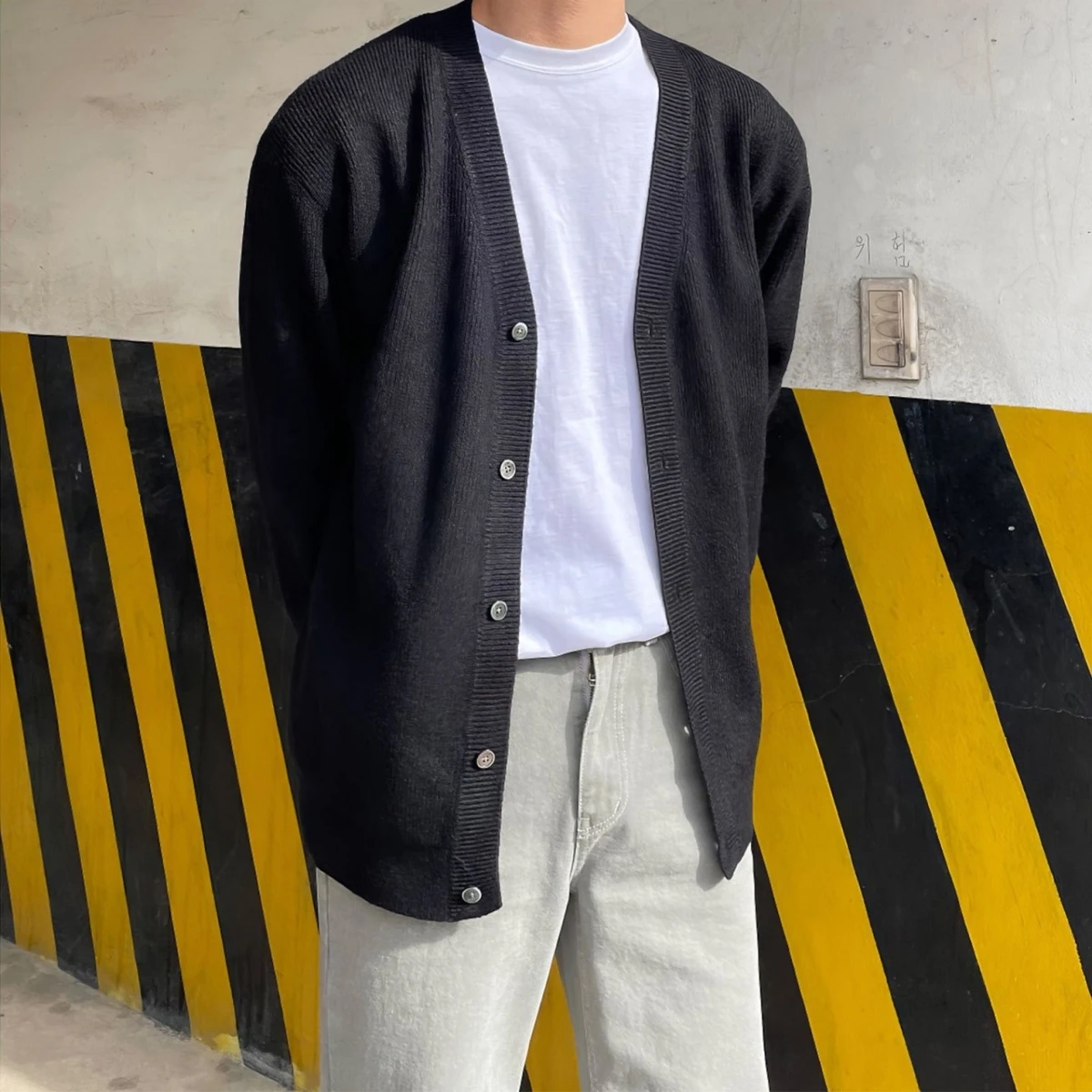 Trendy Lazy Sle Gestrickte Offene Strickjacke Pullover Männer der Herbst Casual Lose Vielseitige Farbe Garn irt Polyester Faser