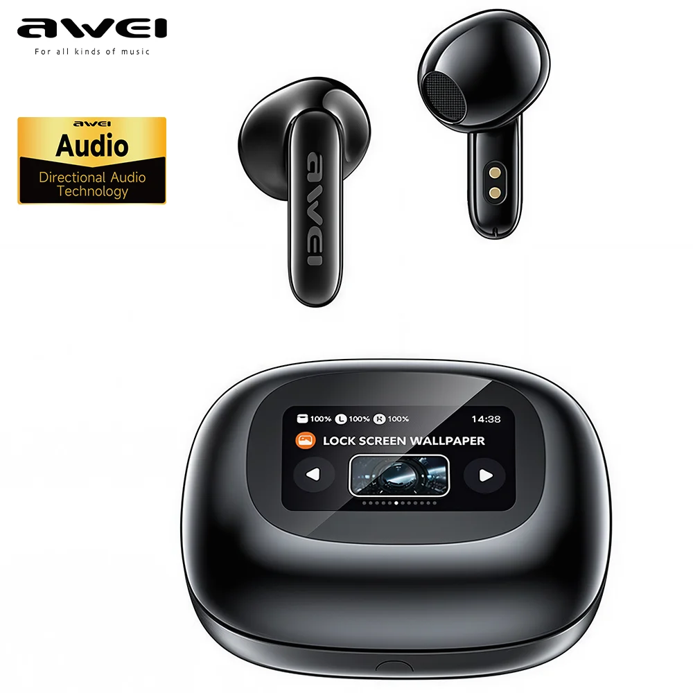 

Awei TP97 ENC Large Color Screen Bluetooth Earphone ANC Bluetooth 5.4 Earpiece Speaker with Mic Headphone Wireless Earbuds