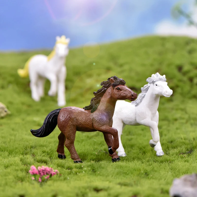 Simulation Large Horse Animal Model Action Figures Fairy Garden Miniature Figurines for Kids Gift Home Desktop Decoration Toys