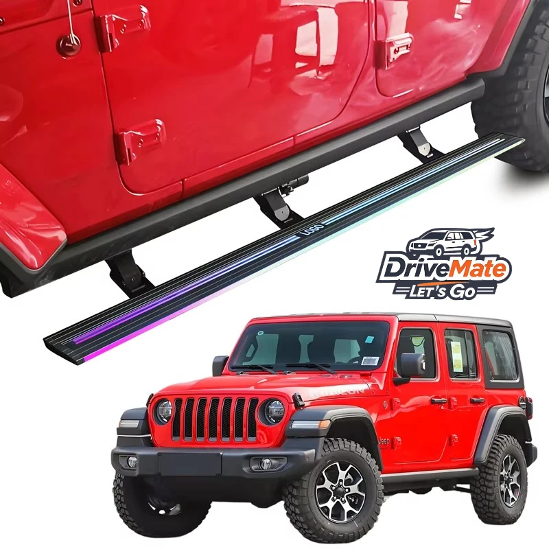 

Automatic Electric Power Side Step LED Light Running Boards for 2018-2025 Jeep Wrangler JL 4 Door Sahara Rubicon